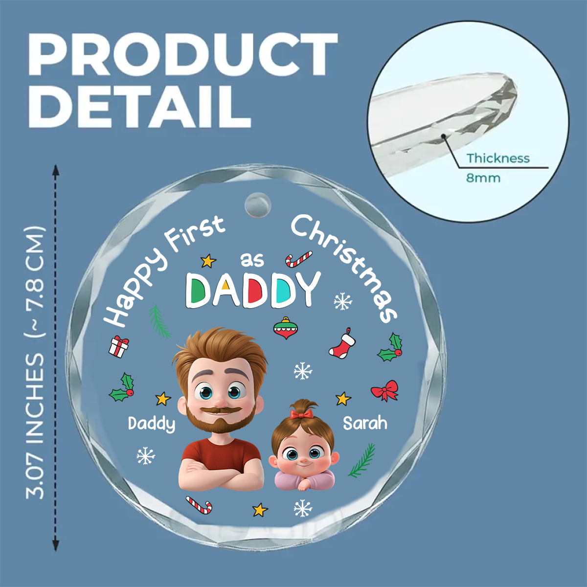 First Christmas With Baby - Personalized Custom Glass Ornament