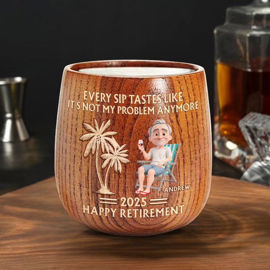 Happy Retirement - Personalized Custom Wooden Whiskey Glass