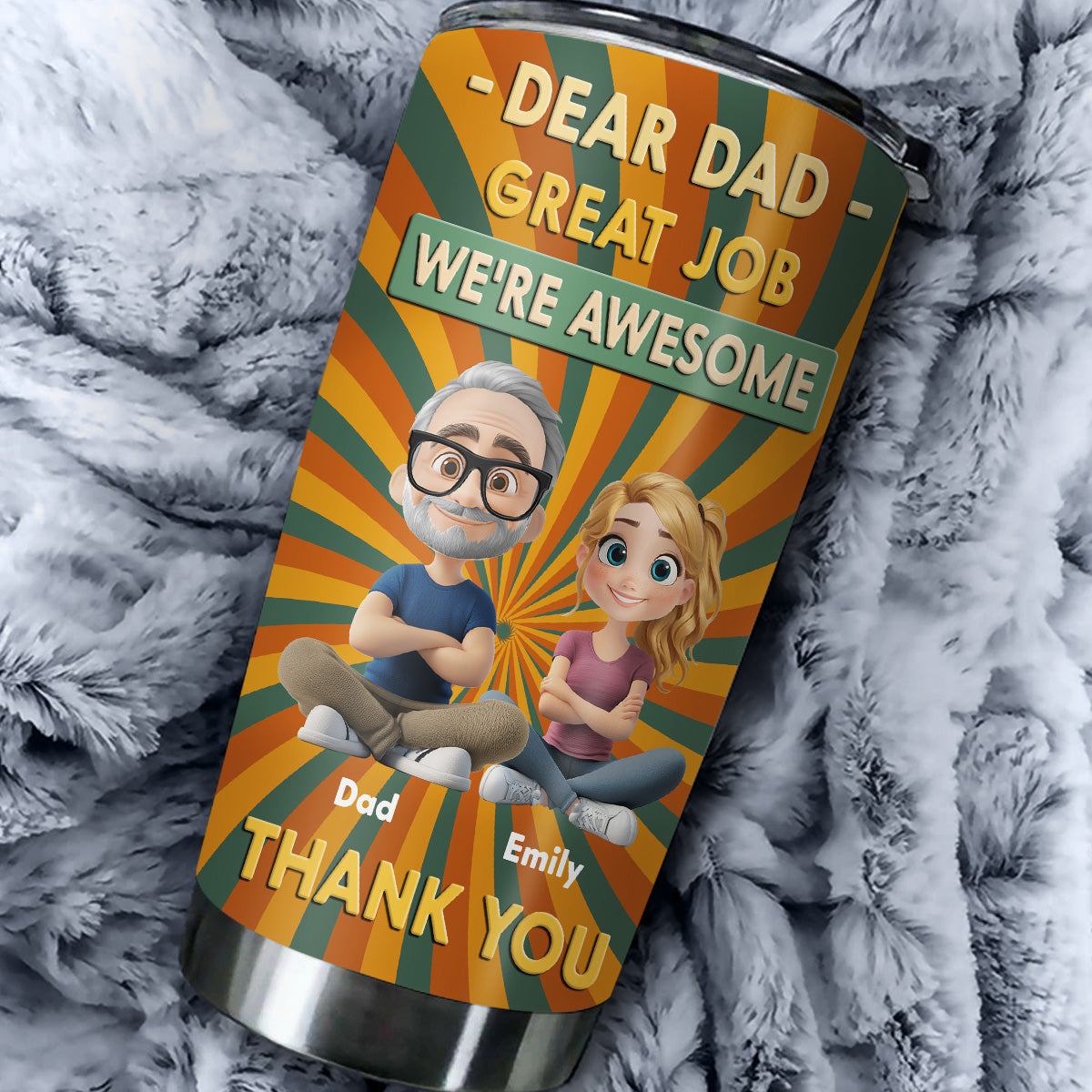 Dear Dad Great Job We Are Awesome Thank You Cartoonize - Personalized Custom Tumbler
