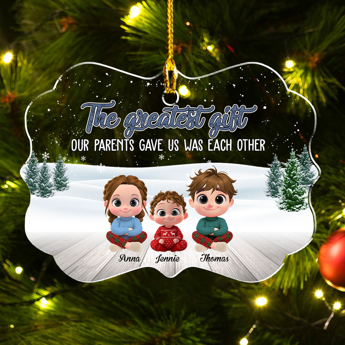 Our Greatest Gift Cartoon - Personalized Custom Acrylic Ornament