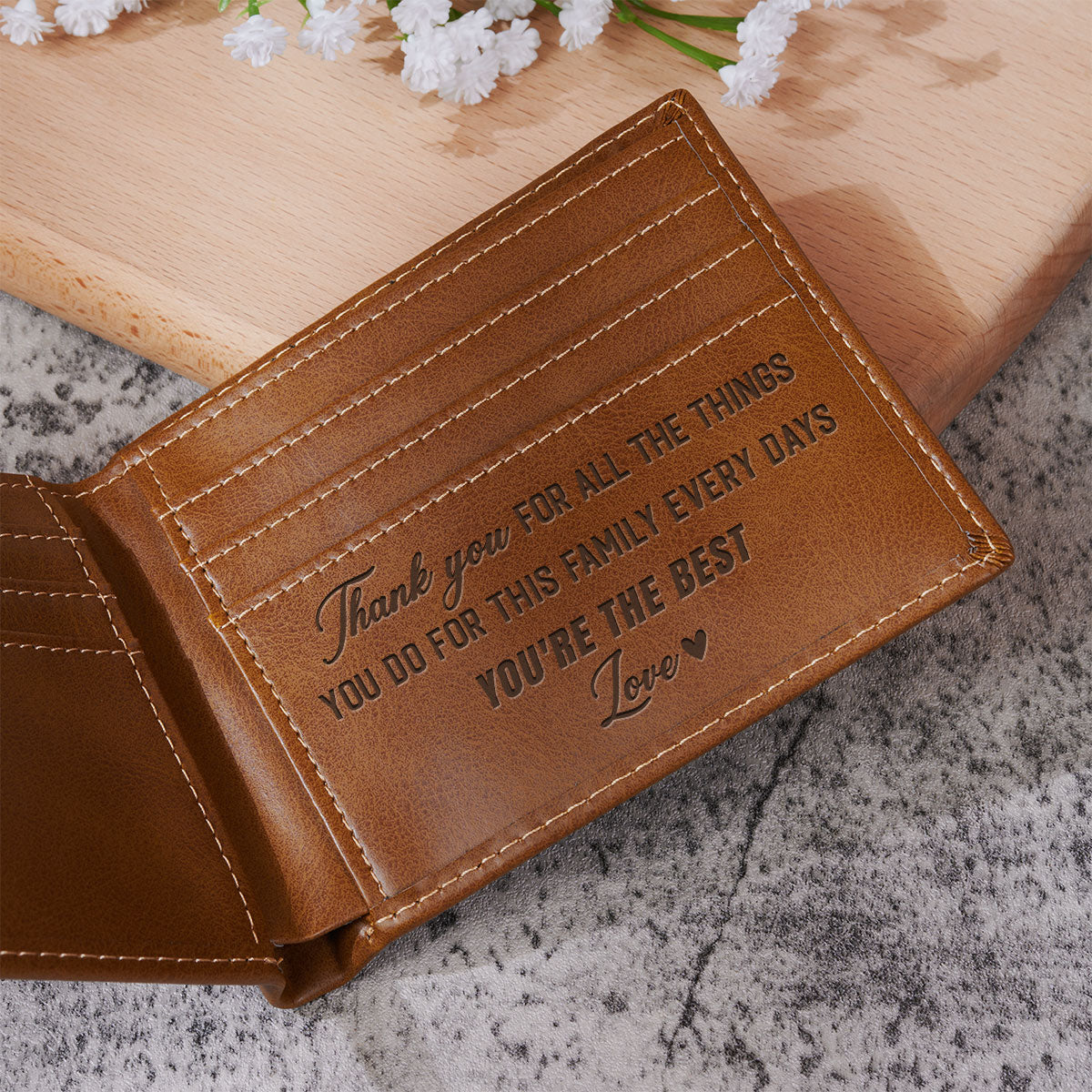 First Dad Now Grandpa - Personalized Custom Printed Men Leather Wallet