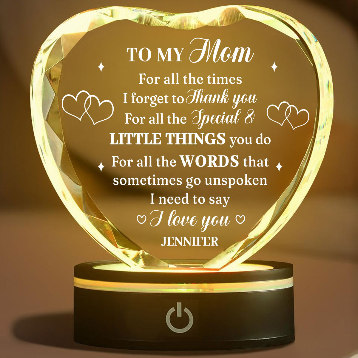 I Love You Mom - Personalized Custom Crystal Led Light