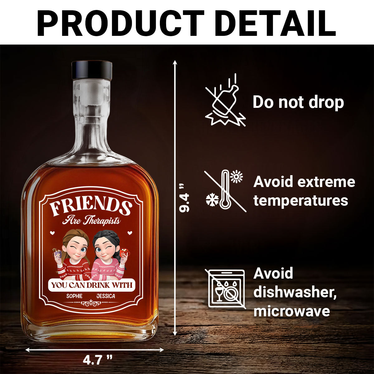 Good Wine Fixes Bad Days - Personalized Custom Spirits Decanter