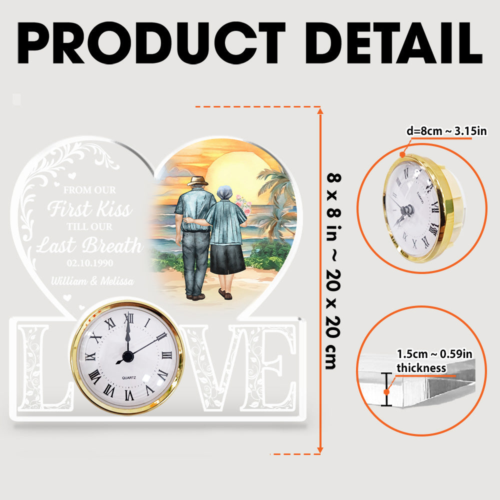 From Our First Kiss - Personalized Custom Acrylic Desk Clock Plaque