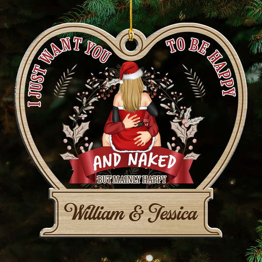 Naked But Mainly Happy - Personalized Custom Acrylic Ornament