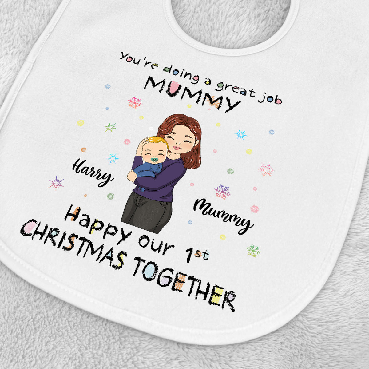 Christmas Together - Personalized Custom Baby Bib