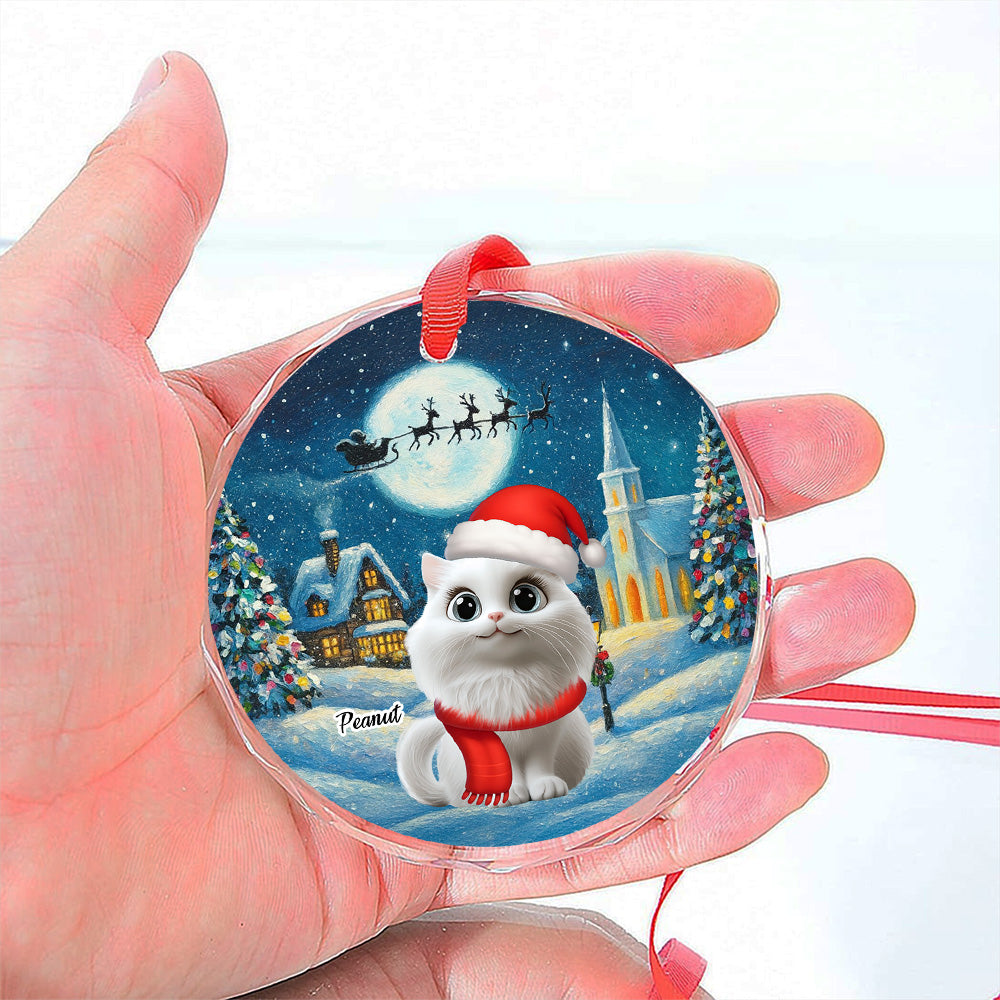 Falling In Me Cat Ver - Personalized Custom Glass Ornament