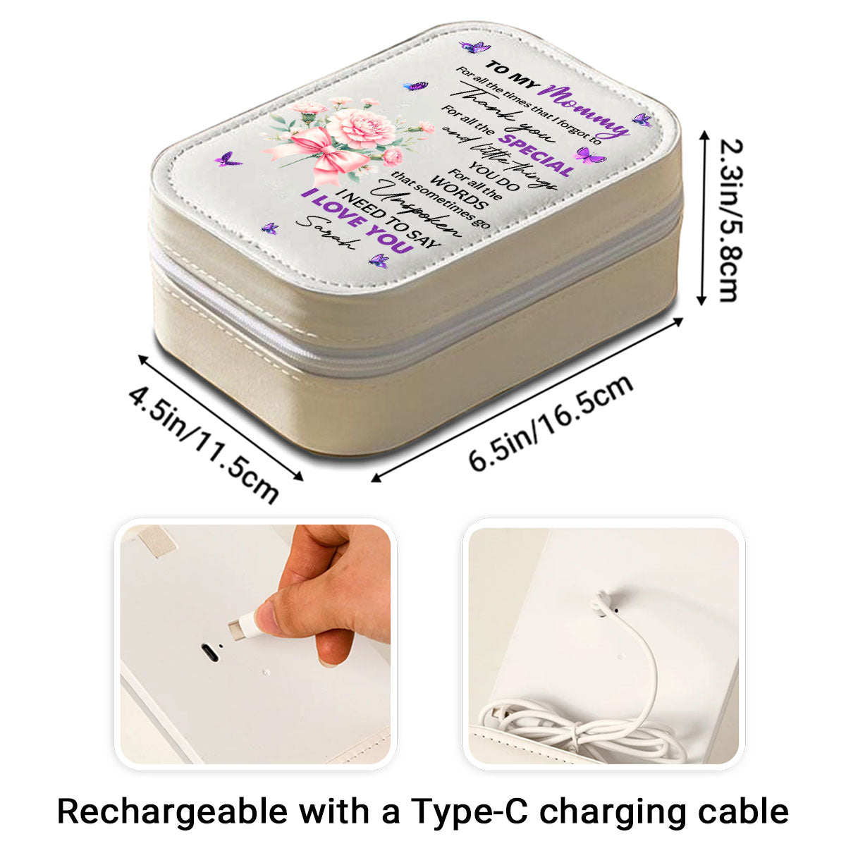 Thank You Mom For All The Special Things - Personalized Custom Jewelry Box With LED Mirror