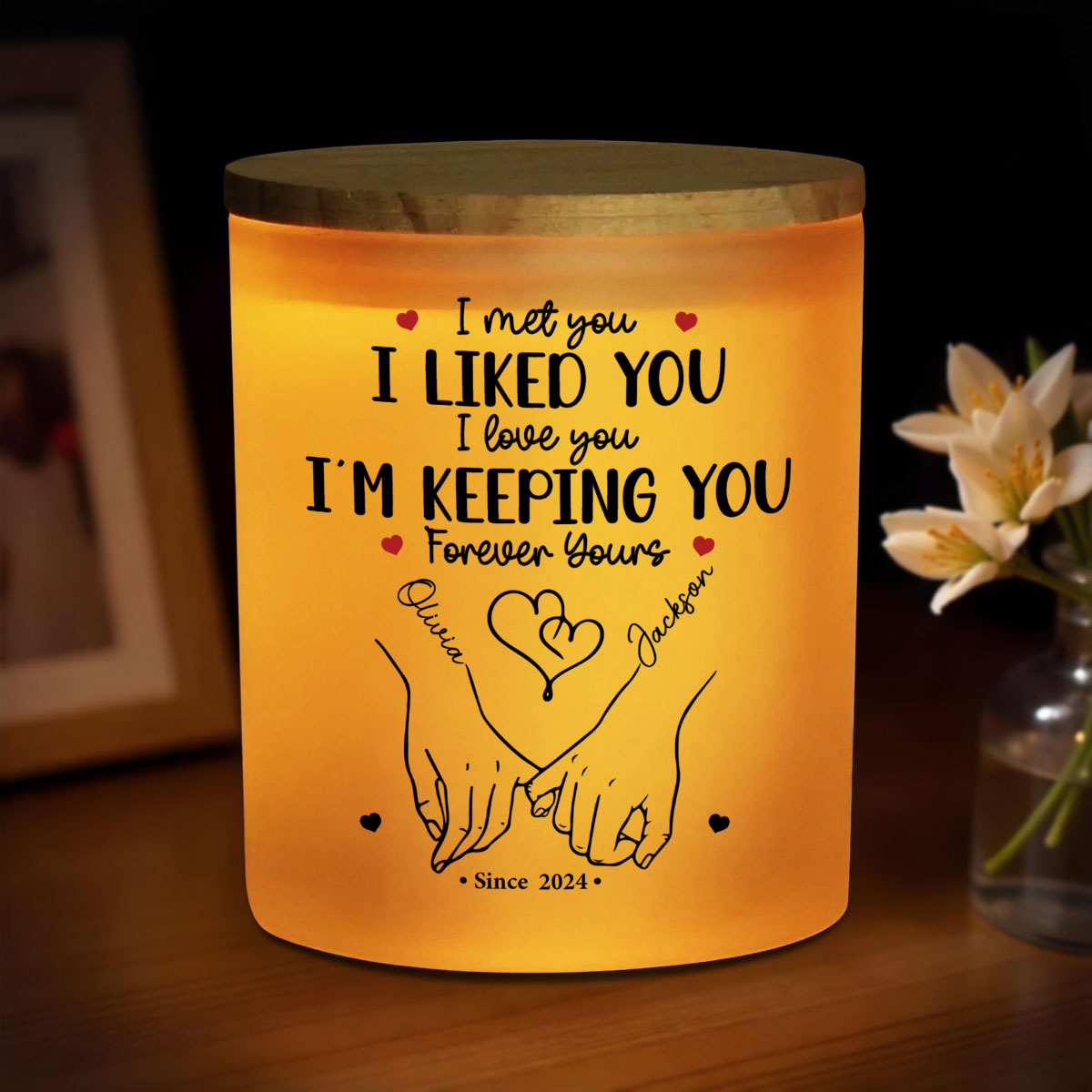 You Are My Happy Place - Personalized Custom Glass Jar With LED Candle