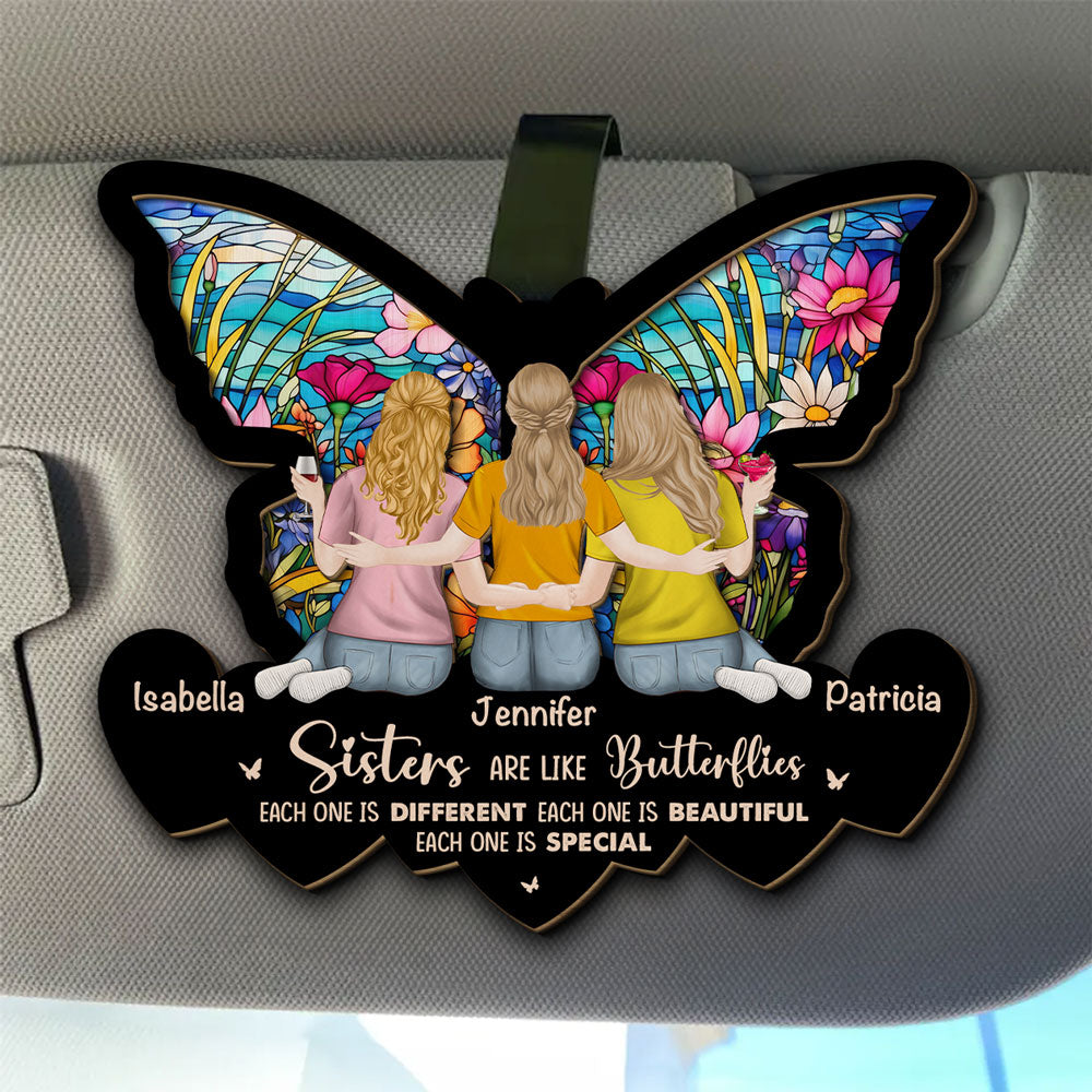 Sisters Are Like Butterflies - Personalized Custom Car Visor Clip