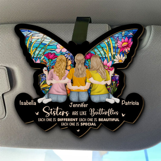 Sisters Are Like Butterflies - Personalized Custom Car Visor Clip