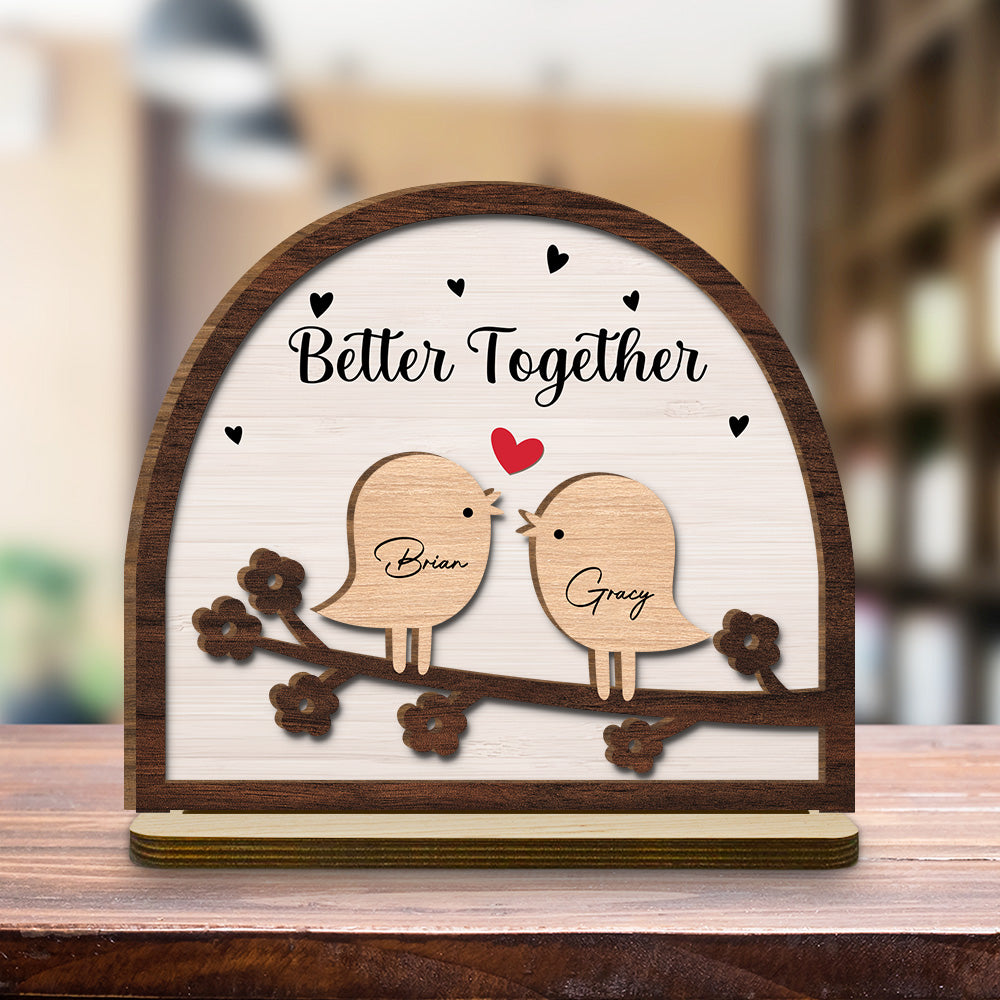 Together Is Right Where We Belong - Personalized Custom 2-Layer Wood Plaque With Flat Base