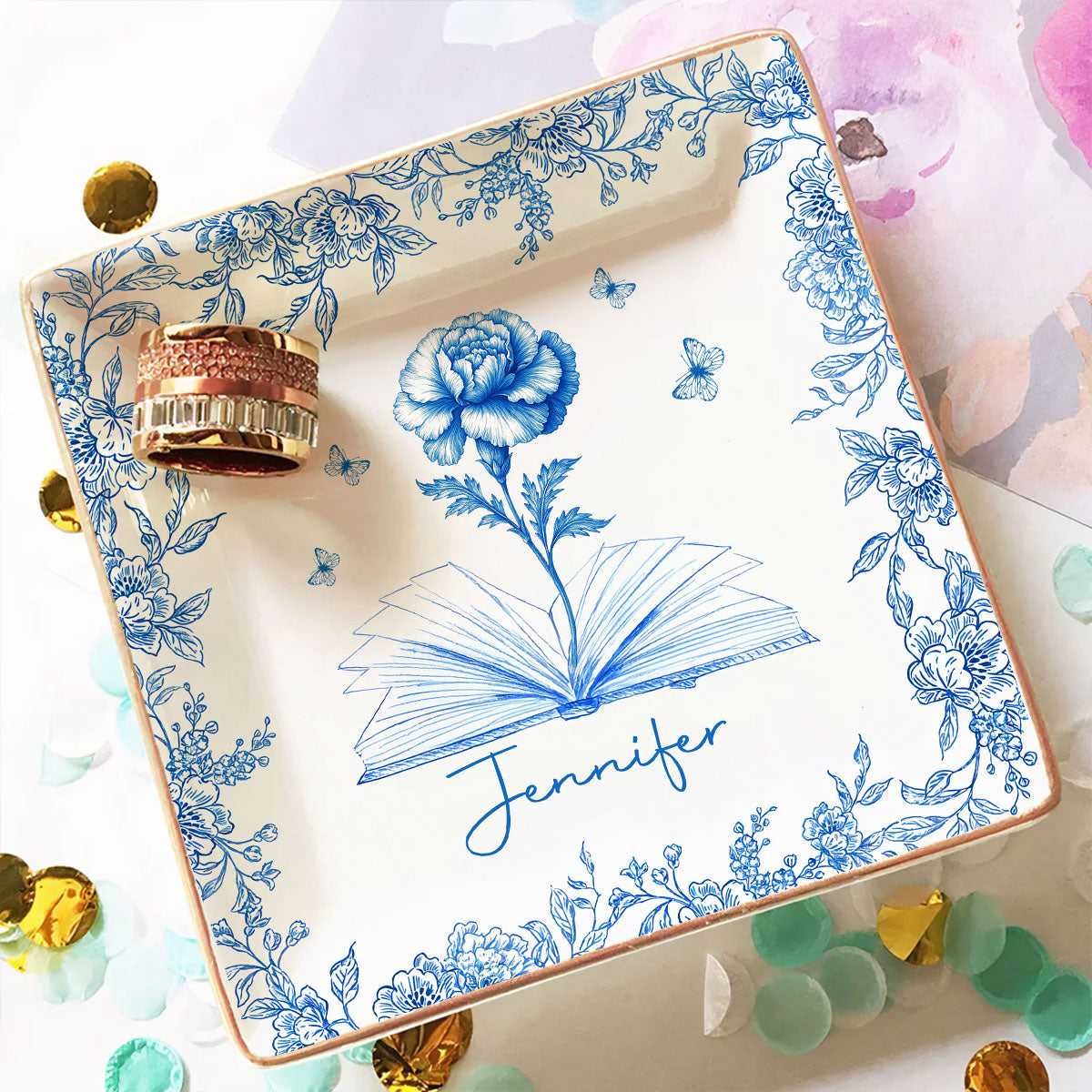 A Girl Who Loves Books - Personalized Custom Jewelry Dish