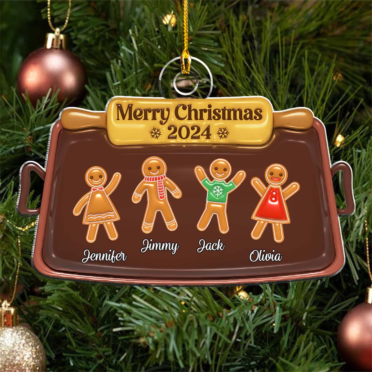 Gingerbread Christmas - Personalized Custom 3D Inflated Effect Acrylic Ornament