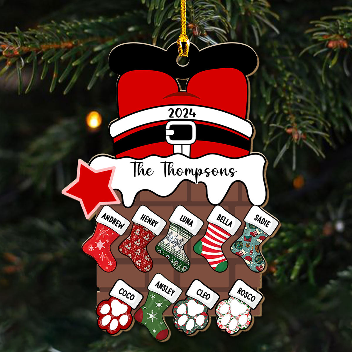 Santa Brings Gift To Us - Personalized Custom Wood Ornament