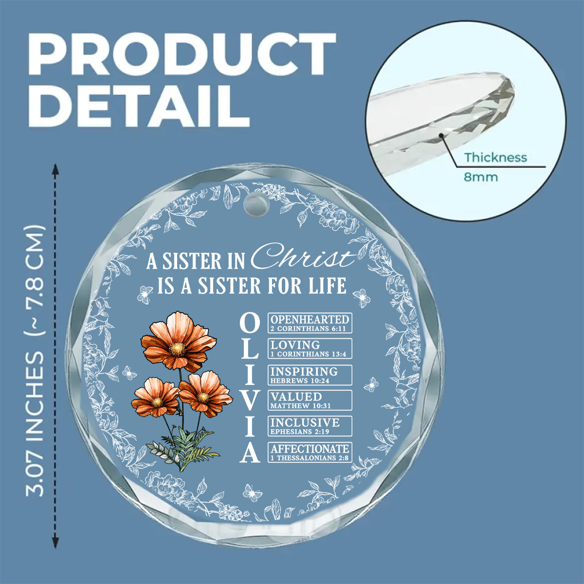 Sisterhood Rooted Deep In Faith - Personalized Custom Glass Ornament