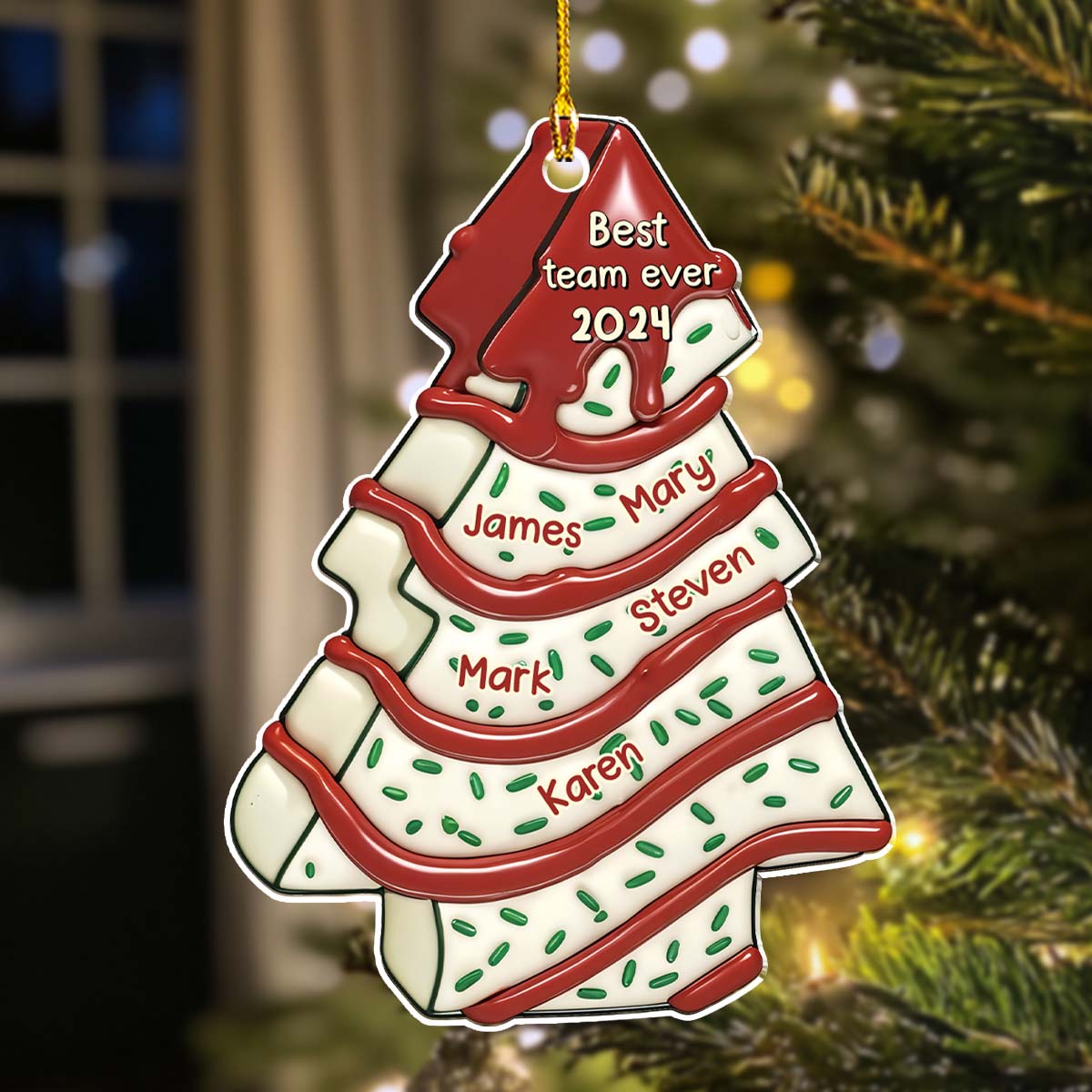 Coworker Tree Cake - Personalized Custom 3D Effect Acrylic Ornament