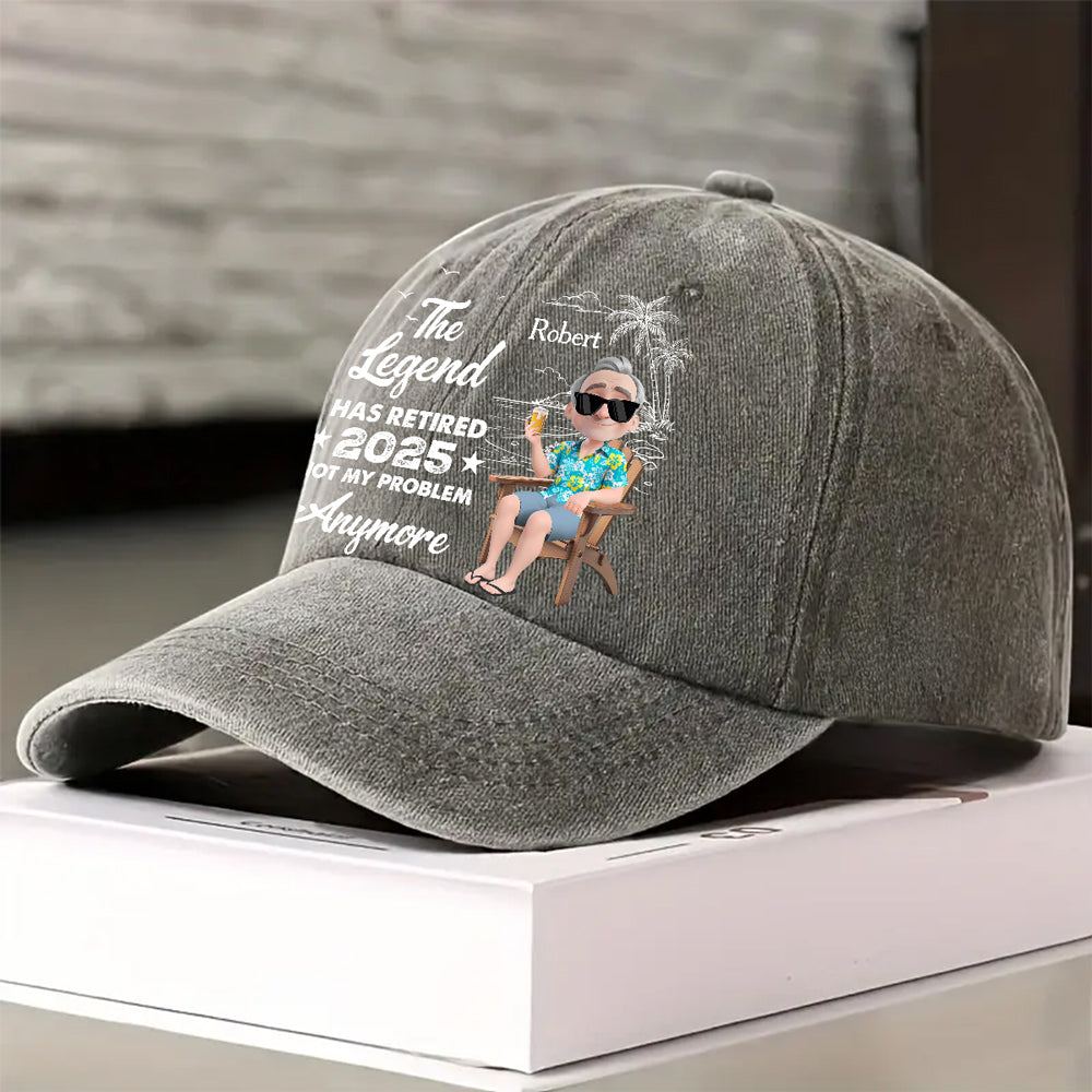 The Legend Has Retired Vintage - Personalized Custom Vintage Washed Denim Cap