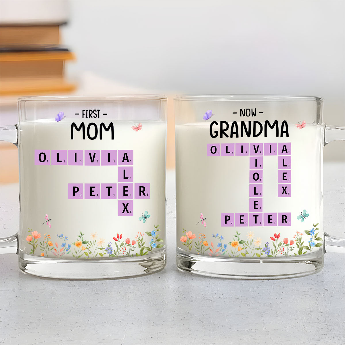 First Mom Now Grandma Crossword - Personalized Custom Glass Mug