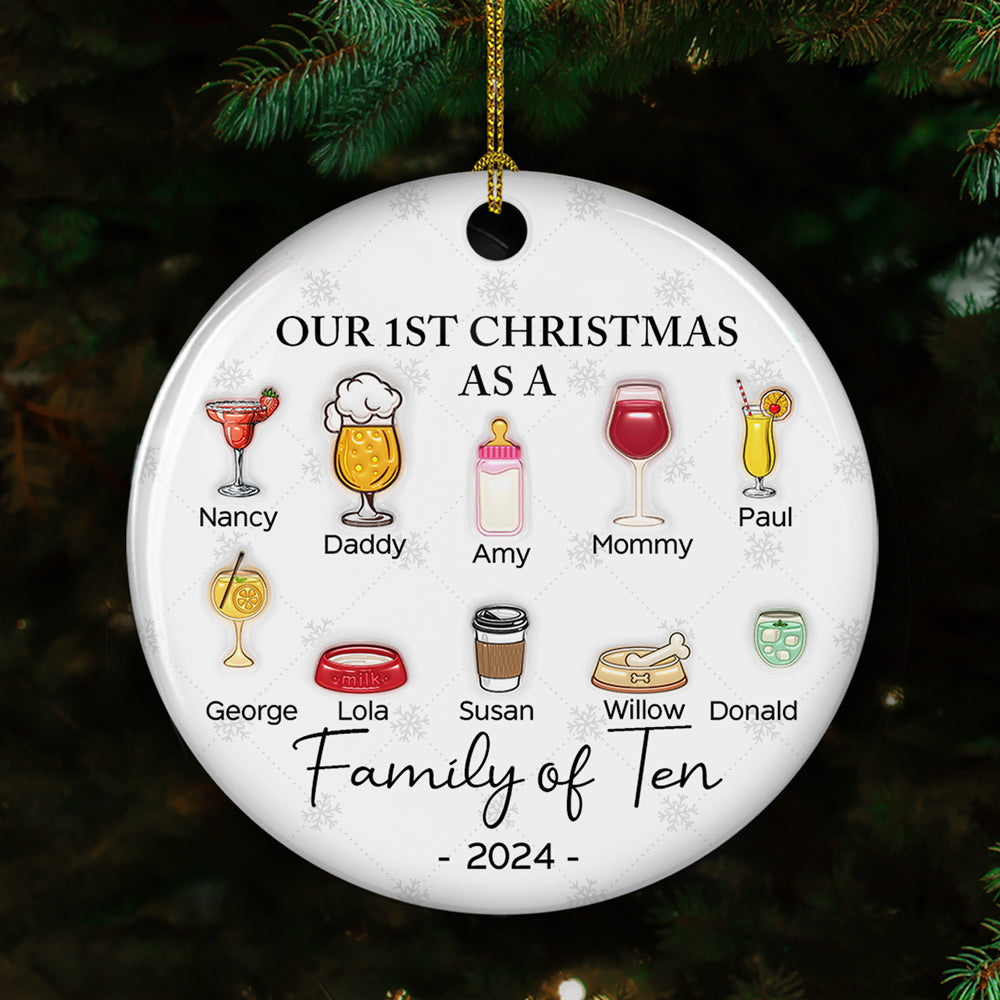 Cheering First Christmas As A Family - Personalized Custom 3D Inflated Effect Ceramic Ornament