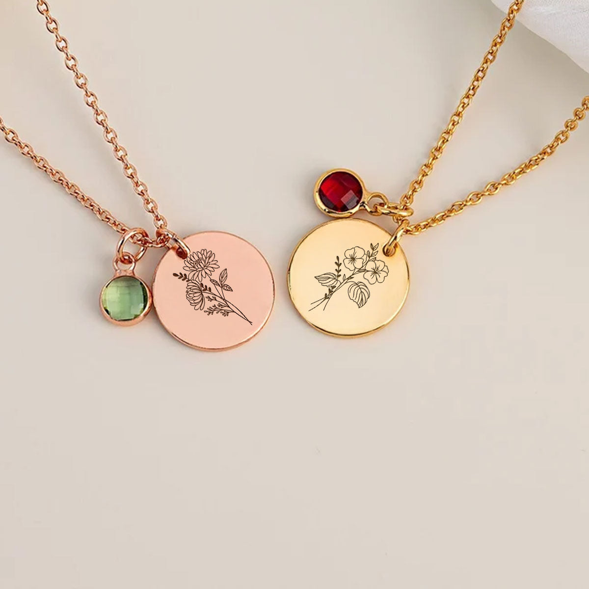 You Are Beautiful Flower - Personalized Custom Birthstone Necklace With Message Card