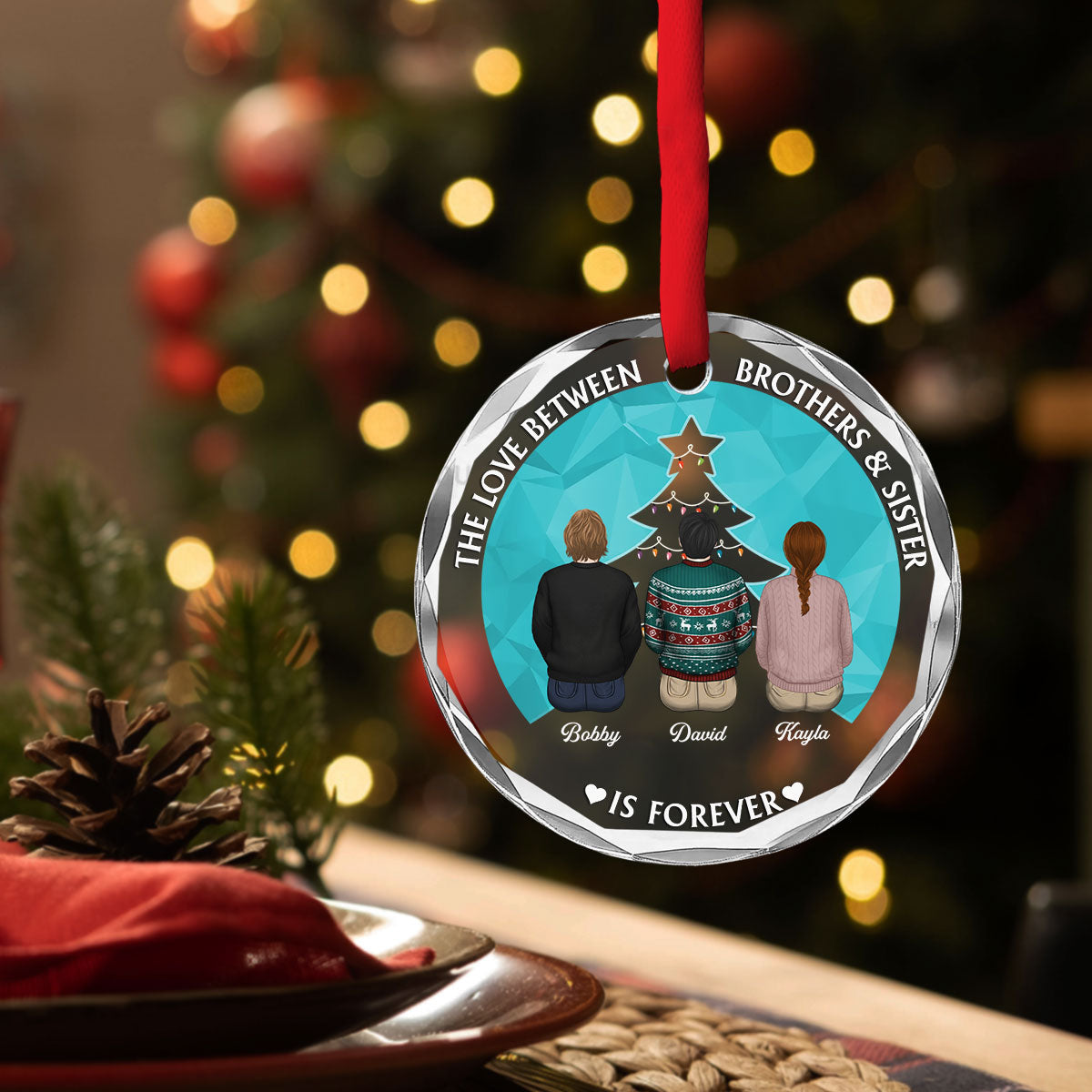 Brothers & Sisters Forever - Personalized Custom Glass Ornament