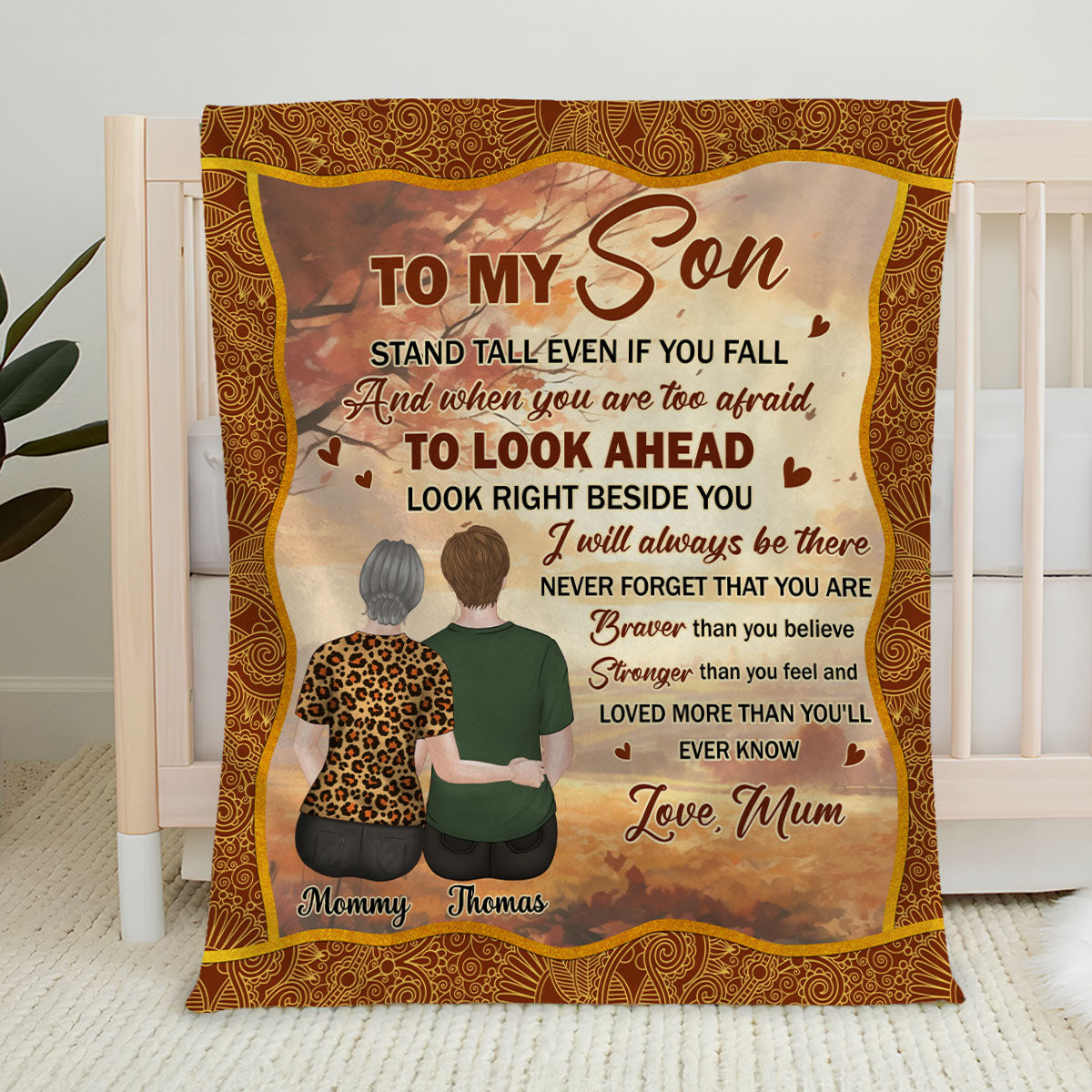 My Brave Grandson - Personalized Custom Fleece Blanket