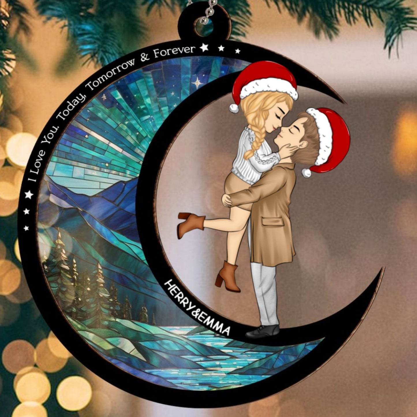 I Love You Today, Tomorrow, Forever - Personalized Custom Suncatcher Ornament