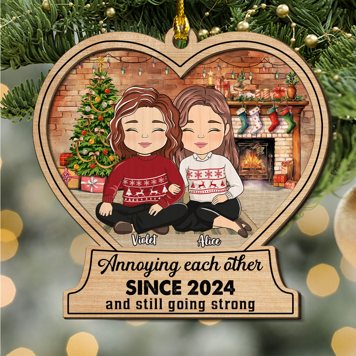 Annoying Each Other And Still Going Strong - Personalized Custom 2-Layered Wood Ornament