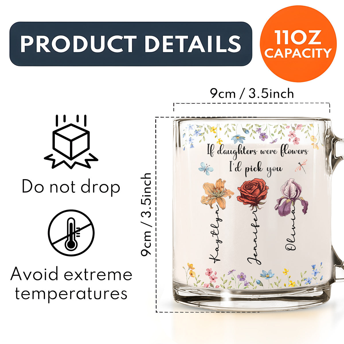 The Treasure Of A Mother Is Her Daughter - Personalized Custom Glass Mug