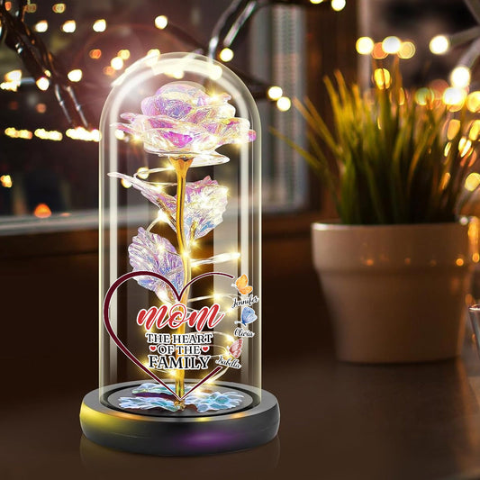 The Heart Of The Family - Personalized Custom Sparkly Rose