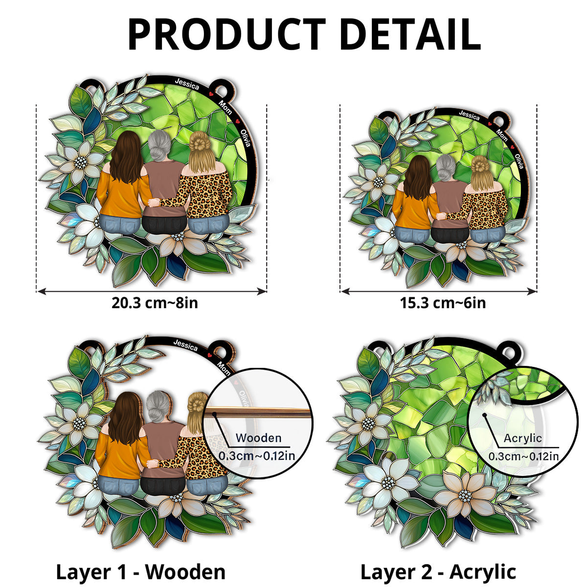 Mother And Daughter Always Connected - Personalized Custom Suncatcher