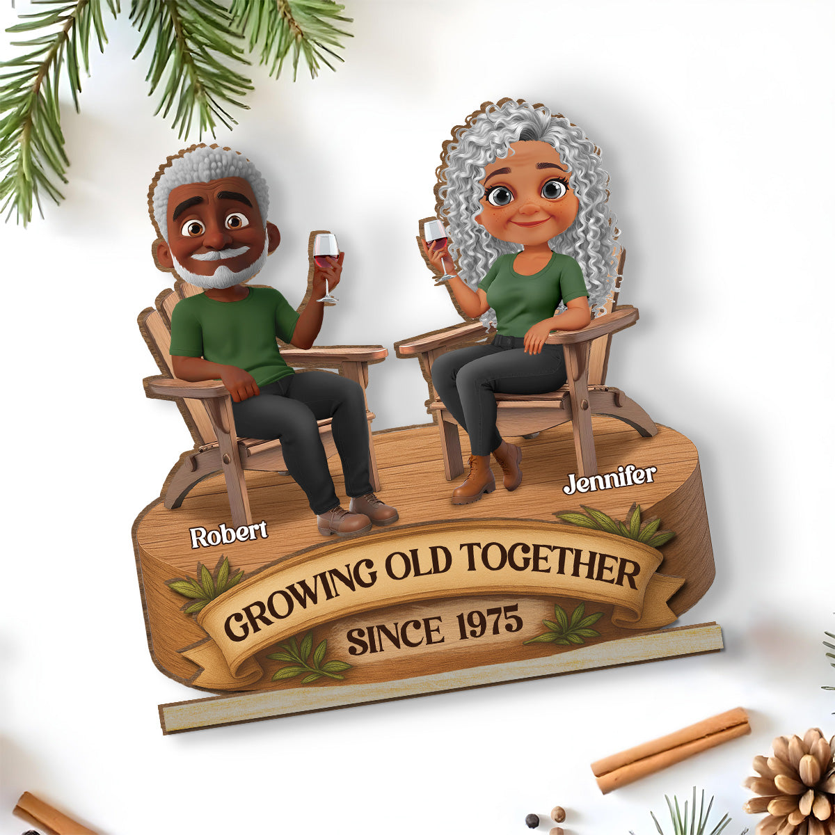 Love That Grows With Time - Personalized Custom 2-Layer Wood Plaque With Flat Base