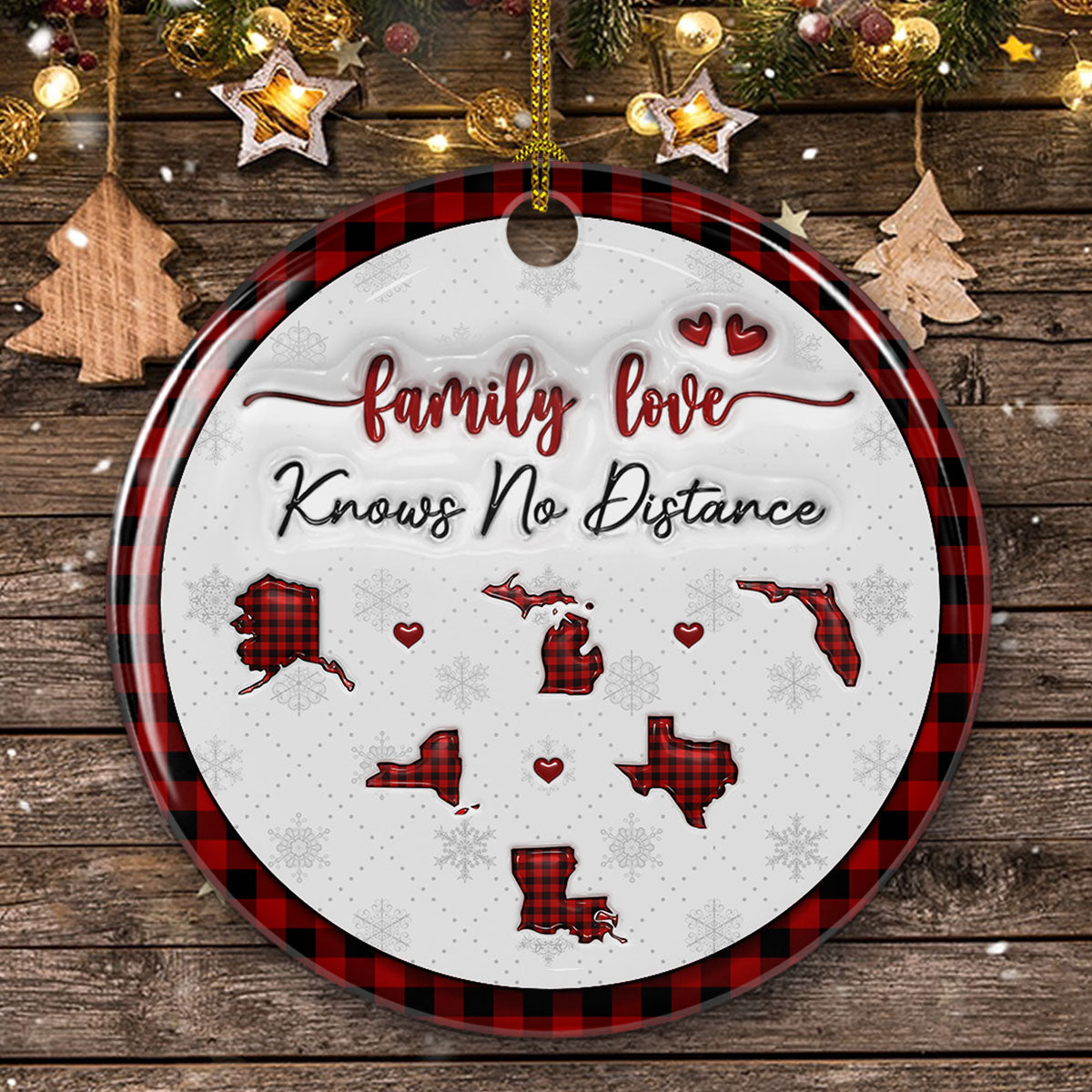 The Love Between Family Knows No Distance - Personalized Custom 3D Inflated Effect Ceramic Ornament