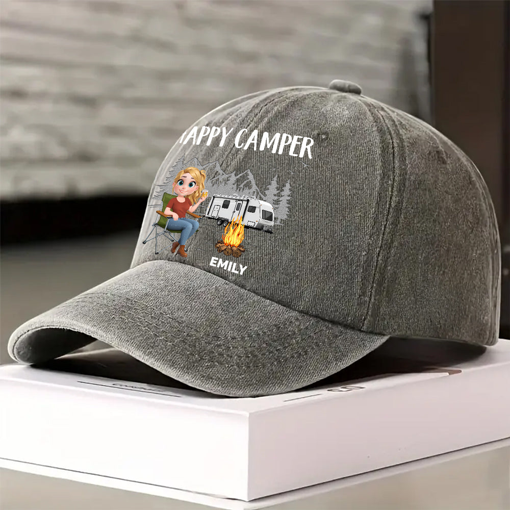 Life Is Better Around A Campfire - Personalized Custom Vintage Washed Denim Cap