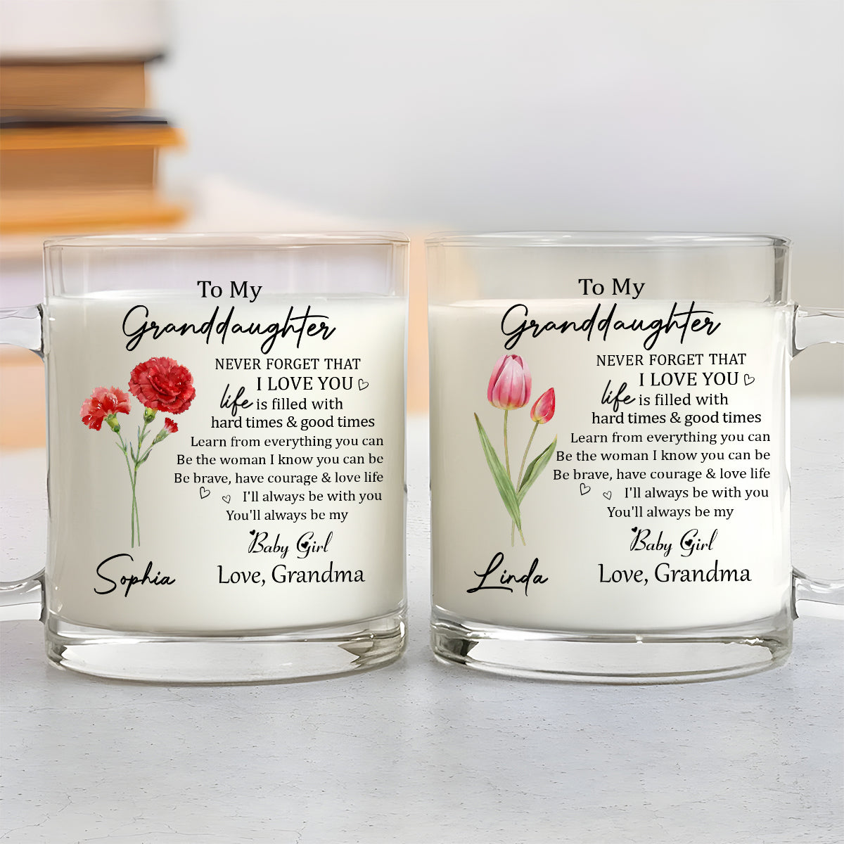 Never Forget Granddaughter - Personalized Custom Glass Mug