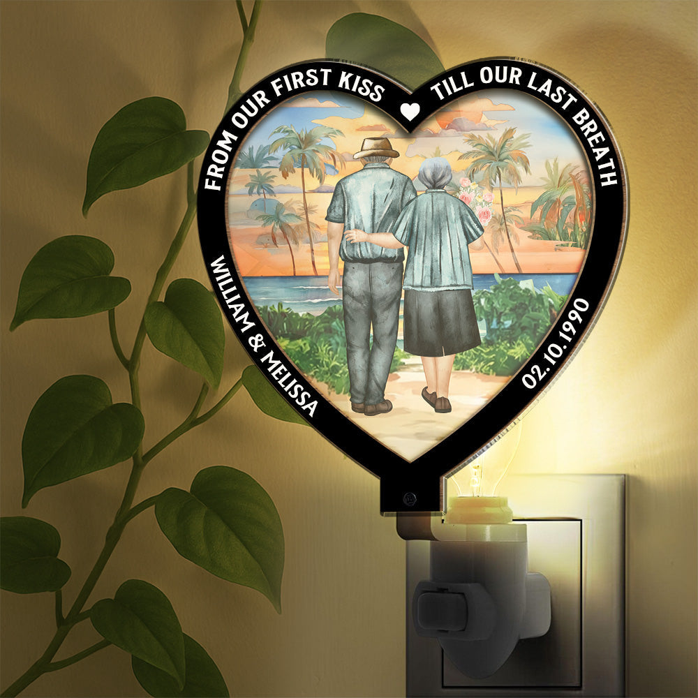 From Our First Kiss Version 2 - Personalized Custom Wood And Acrylic Night Light