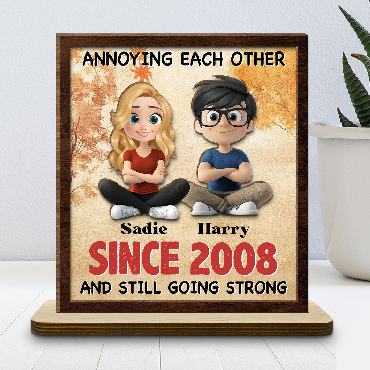 Together Forever - Personalized Custom 2-Layer Wood Plaque With Flat Base