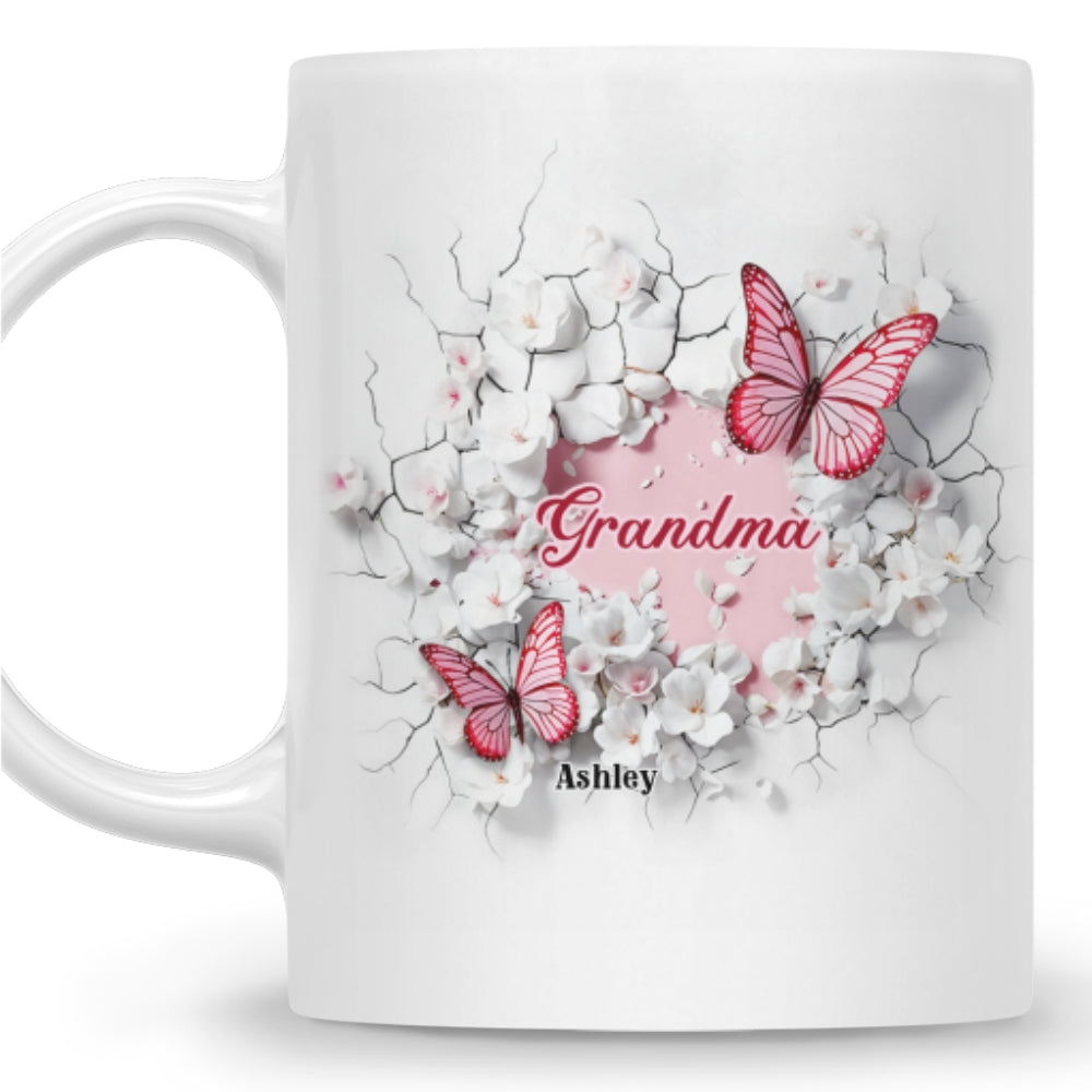 Grandma Butterfly - Personalized Custom 3D Inflated Effect Coffee Mug