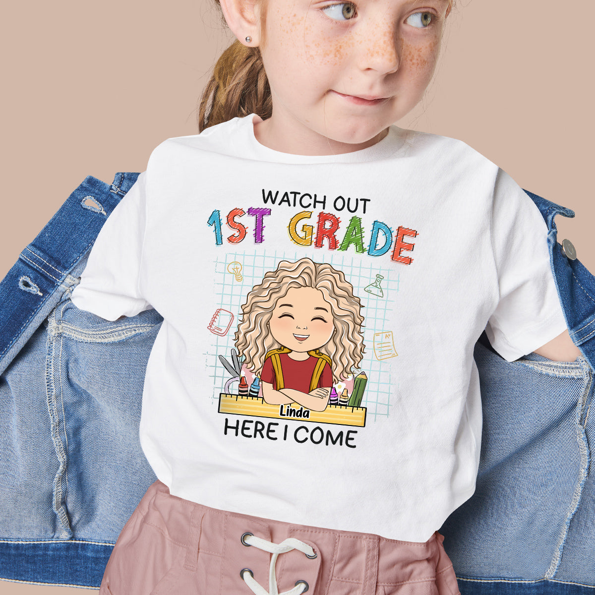 Watch Out First Grade Here I Come - Personalized Custom Youth T-shirt