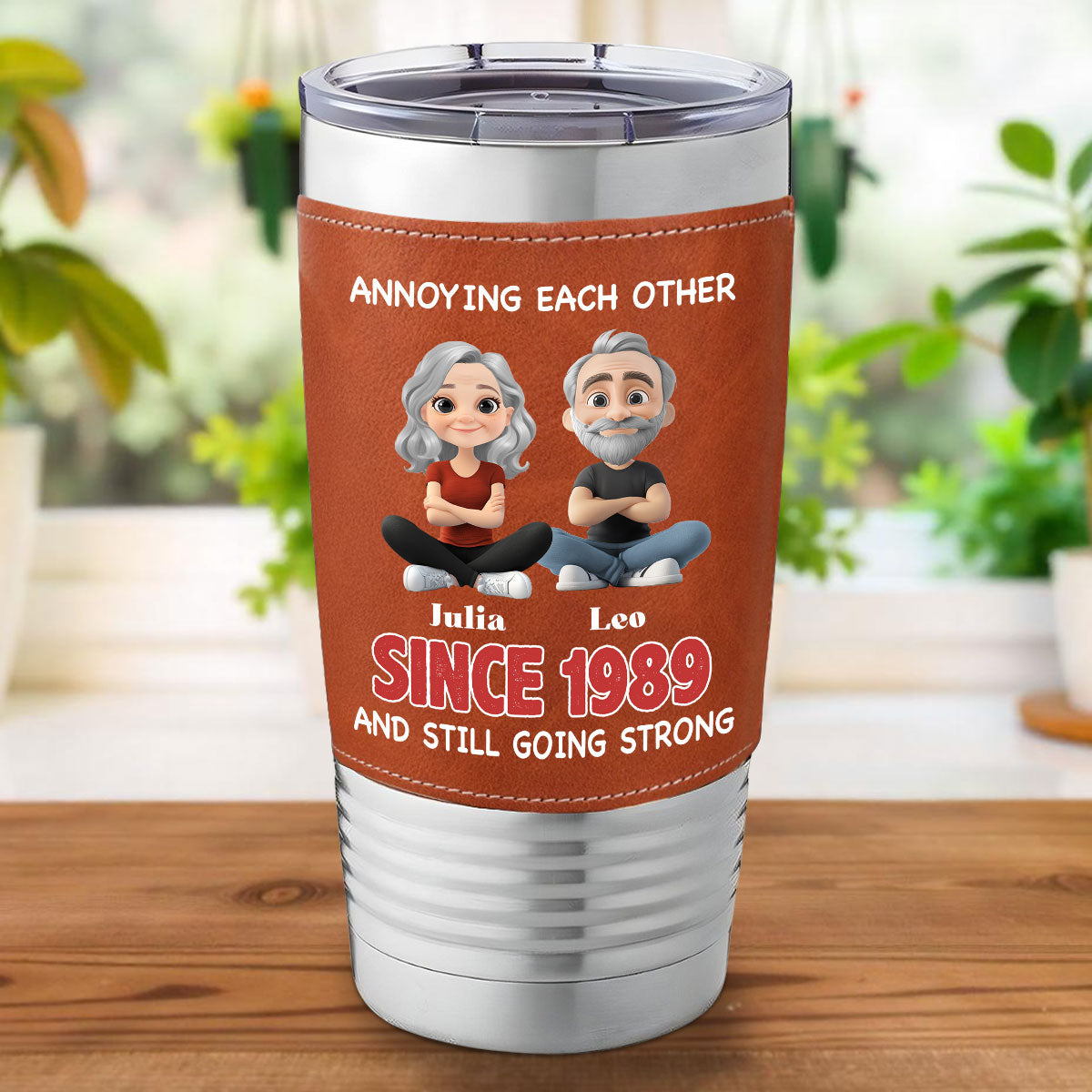 Together Forever - Personalized Custom Leather Tumbler