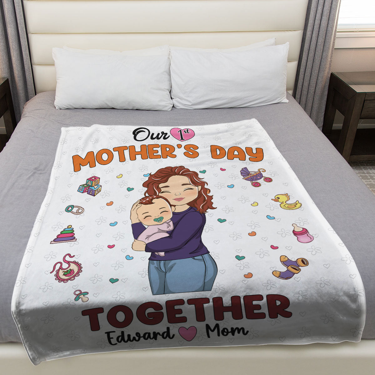 First Mother Day - Personalized Custom Fleece Blanket