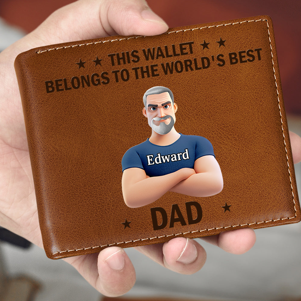 Belongs To The Best Dad - Personalized Custom Printed Men Leather Wallet