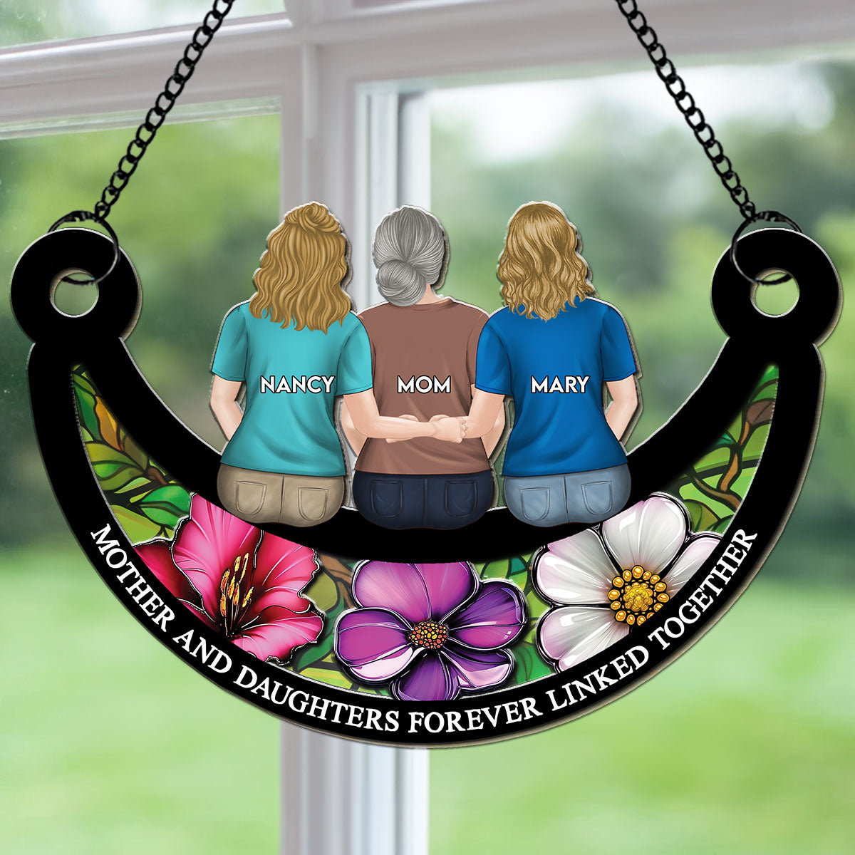 The Love Between Mom And Daughter - Personalized Custom Suncatcher