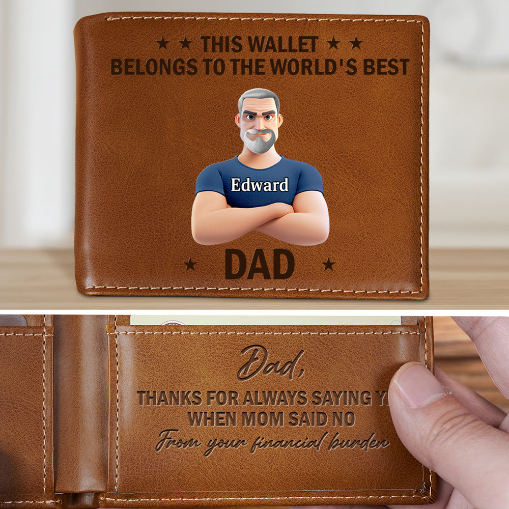 Belongs To The Best Dad - Personalized Custom Printed Men Leather Wallet