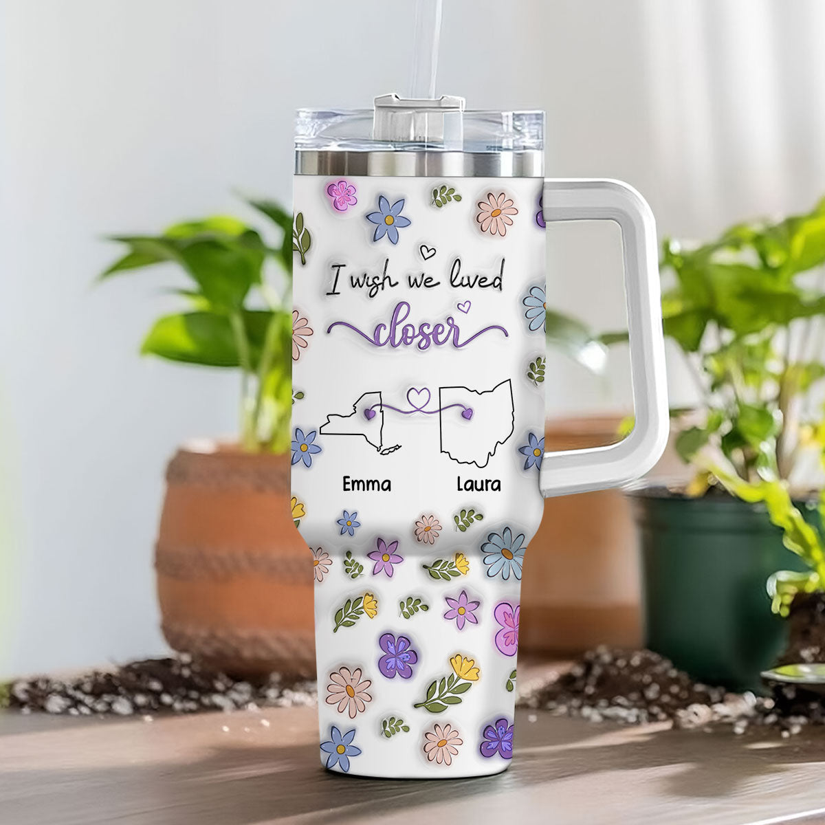I Wish We Lived Closer - Personalized Custom 3D Inflated Effect Printed 40 Oz Tumbler