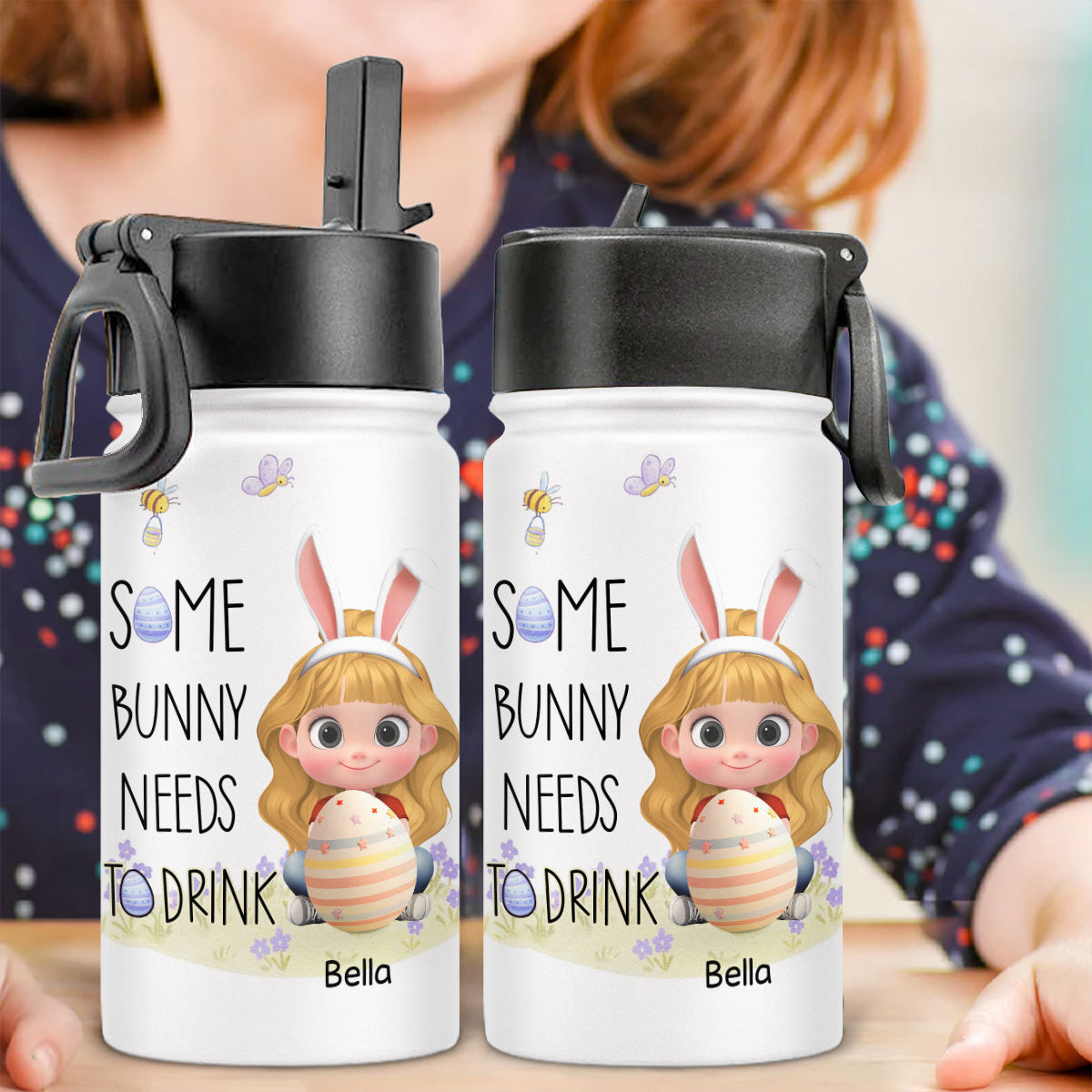 Some Bunny Needs A Drink - Personalized Custom Kids Water Bottle
