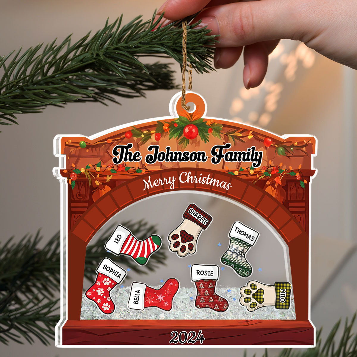 Christmas Family Stockings - Personalized Custom Acrylic Shaker Ornament