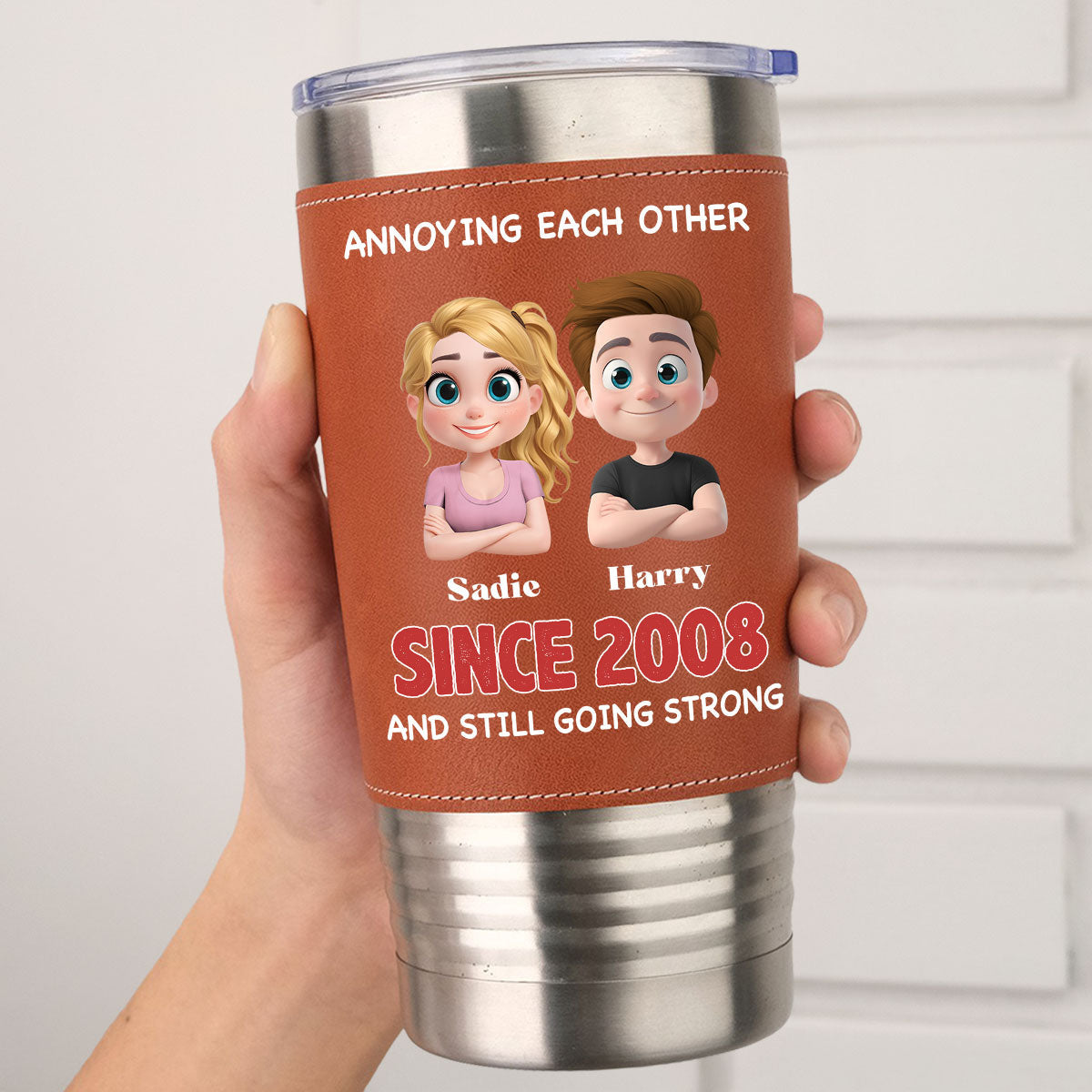 With You Forever - Personalized Custom Leather Tumbler