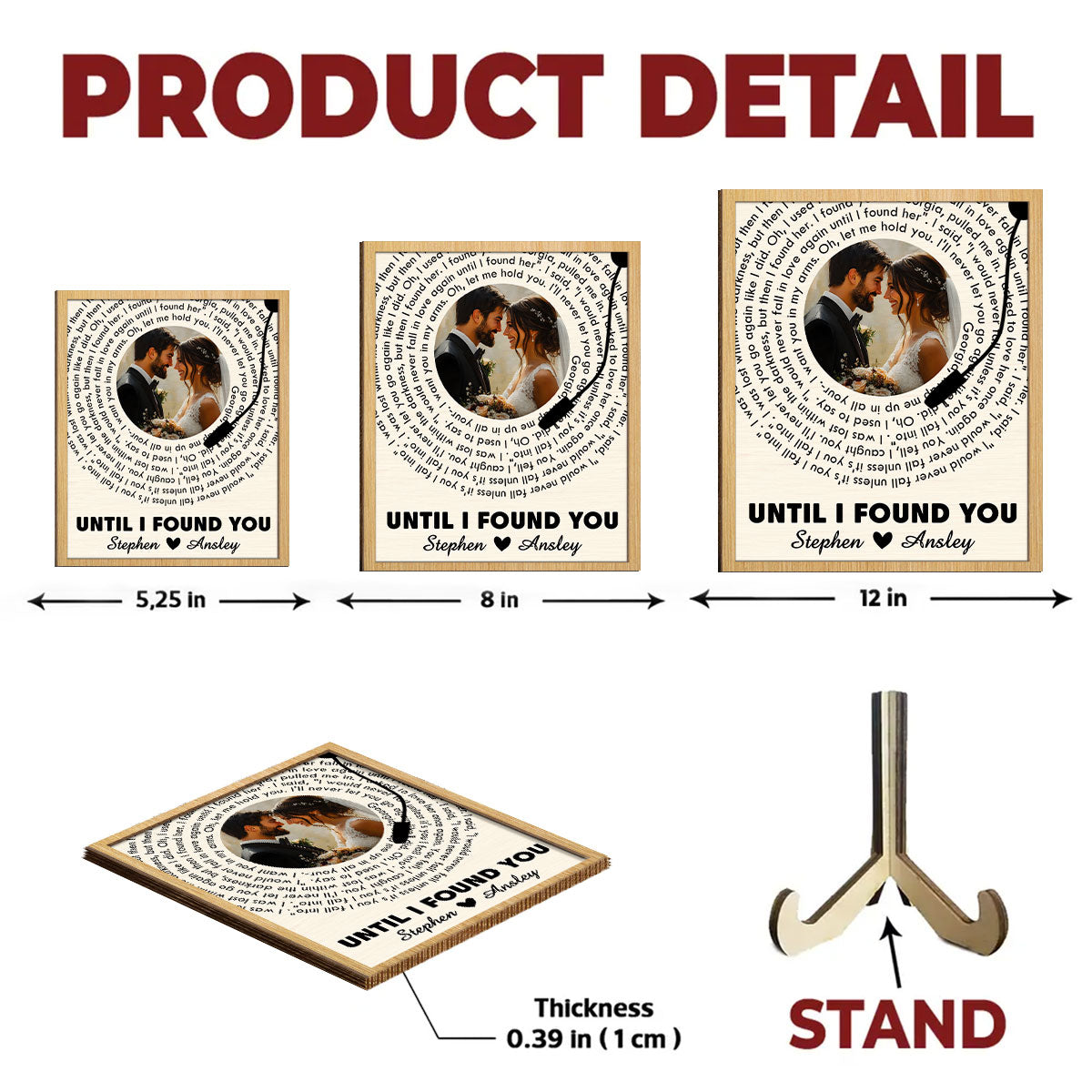 Custom Couple Photo And Favorite Spiral Song Lyrics - Personalized Custom Wooden Plaque